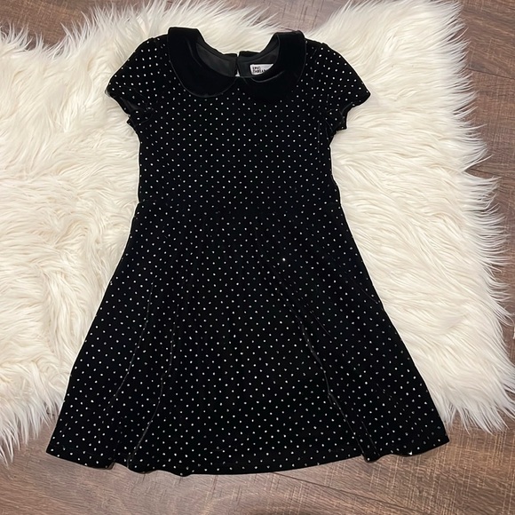 Epic Threads Girl Cap Sleeve Velvets gold shiny polka dots Dress - Picture 1 of 8